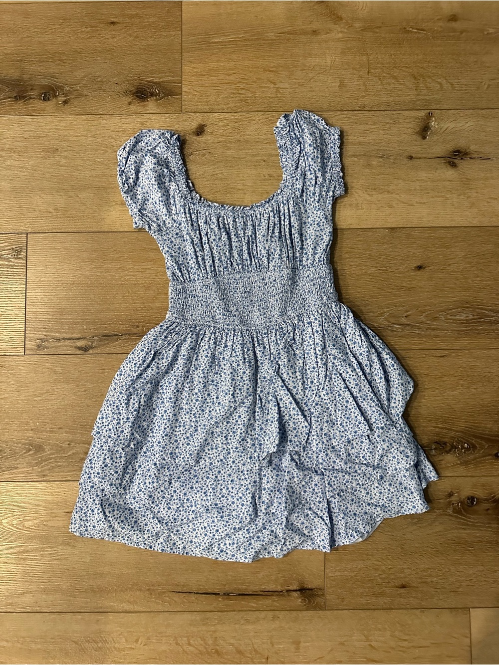 Blue Floral Babydoll Romper Dress Cottagecore